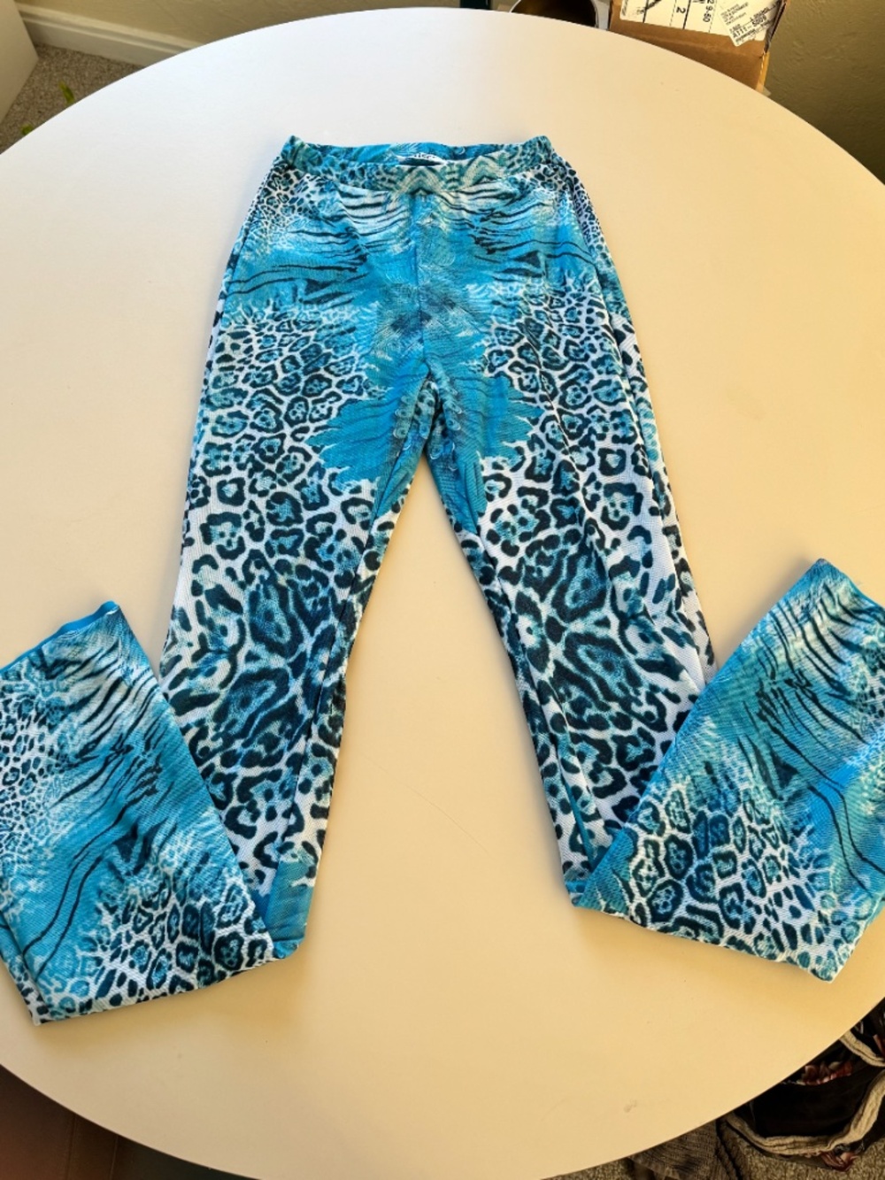 Tiger Mist Blue Animal Print Flares